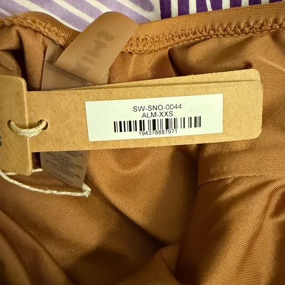 SKIMS Size XXS Almond Brown Scoop Neck One Piece Swim Suit Bathing suit NWT - Picture 2 of 7